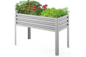 mestyl Galvanized Raised Garden Bed Outdoor for Vegetables Flowers Herb, 48 X 24 X 32in Elevated Metal Planter with Legs, Metal Garden Box for Gardening Backyard, Easy Assembly, Silver