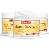 De La Cruz Vitamin E Cream Moisturizer for Face &amp; Neck, 4 oz (3 Pack) | Vitamin E Cream 10,000 IU, Day &amp; Night Face Moisturizer, Allergy Tested, Dermatologist Approved, Non-Comedogenic, Made in USA