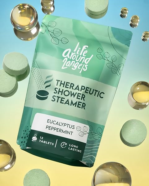 LIFEAROUND2ANGELS THERAPEUTIC SHOWER STEAMER EUCALYPTUS PEPPERMINT 12 PACK MADE IN USA STRESS SHOWER VAPOR SHOWER BOMB TABLETS SELF CARE RELAXATION GIFTS FOR WOMEN SPA CHRISTMAS GIFTS STOCKING STUFFER