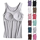 Tank Top for Women with Built in Bra Summer Sleeveless Spaghetti Strap Basic Padded Tanks Workout Yoga Camisole Tops