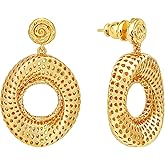 18K Gold Earring, Suitable for Women Earrings, Thick and Sturdy, Fashion Jewelry, Exaggerated Fashion Earrings, Hollow Earrings，Hoop Earrings for Women,Trendy Jewelry Gifts.