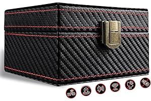 FOXNSK Faraday Box for Car Keys, Key Fob Protector Leather Signal Blocker Box Anti Theft Car Key Box Car Key Signal Blocker RFID Signal Blocker & Anti-Theft Faraday Box
