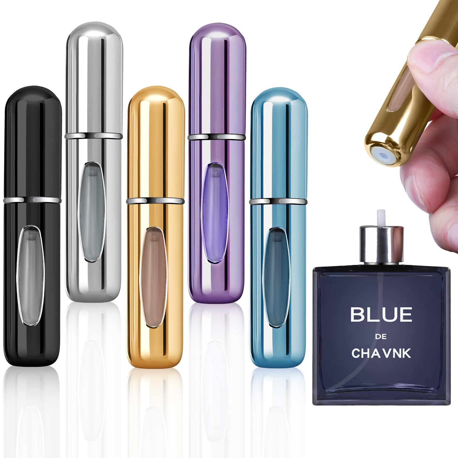 Portable Mini Refillable Perfume Atomizer Bottle Refillable Perfume,Travel Size, Spray Scent Pump Case(5ml,5 Pack)