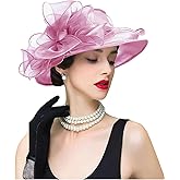 ORIDOOR Women's Organza Cloche Bowler Hat Derby Fascinator for Tea Party Bridal Wedding Hat