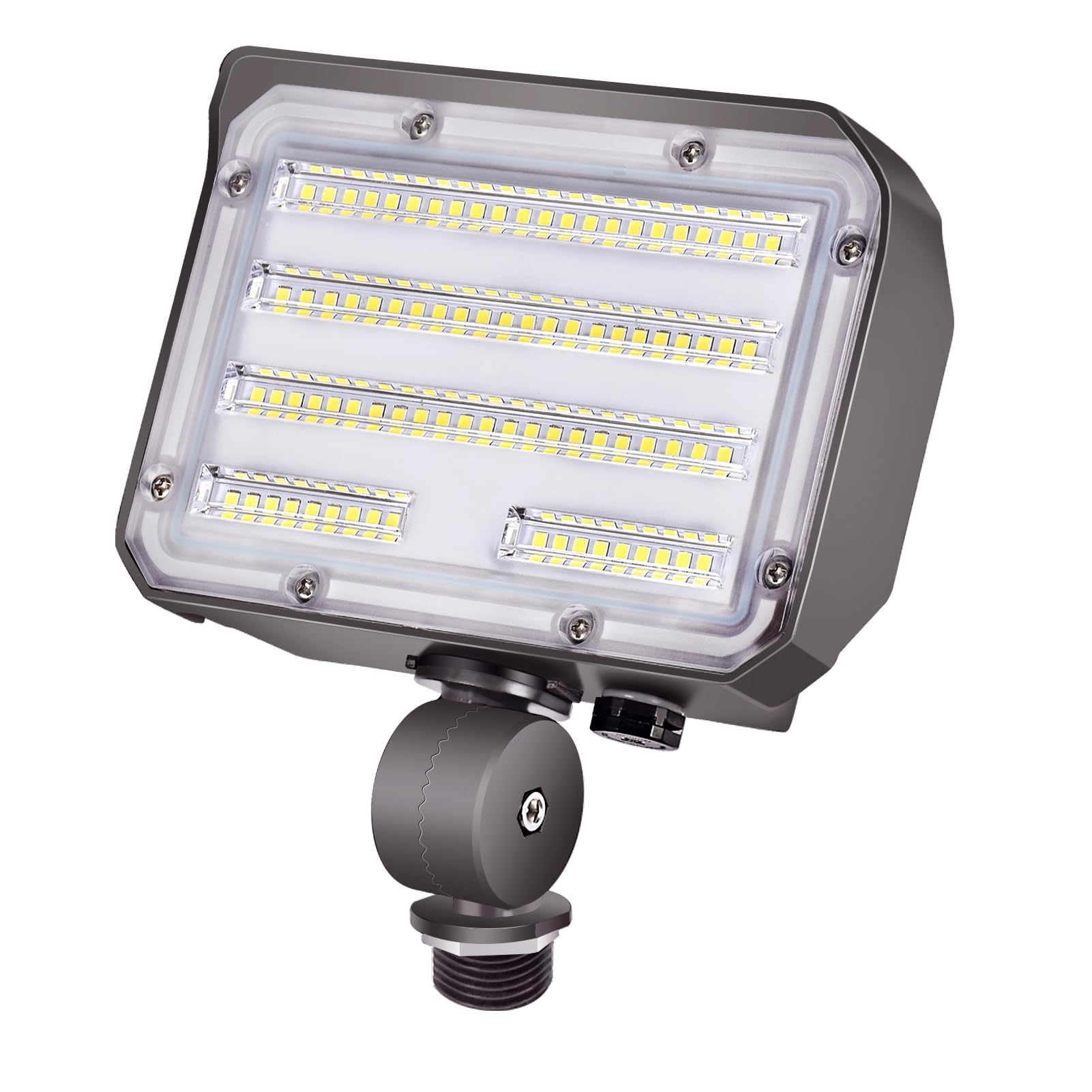 SZGMJIA 60W LED Flood Light With Knuckle, Dusk to Dawn Outdoor, Ultra Brightness Daylight 7800lm 300W Equivalent, Waterproof Security for Yard Garden Playground
