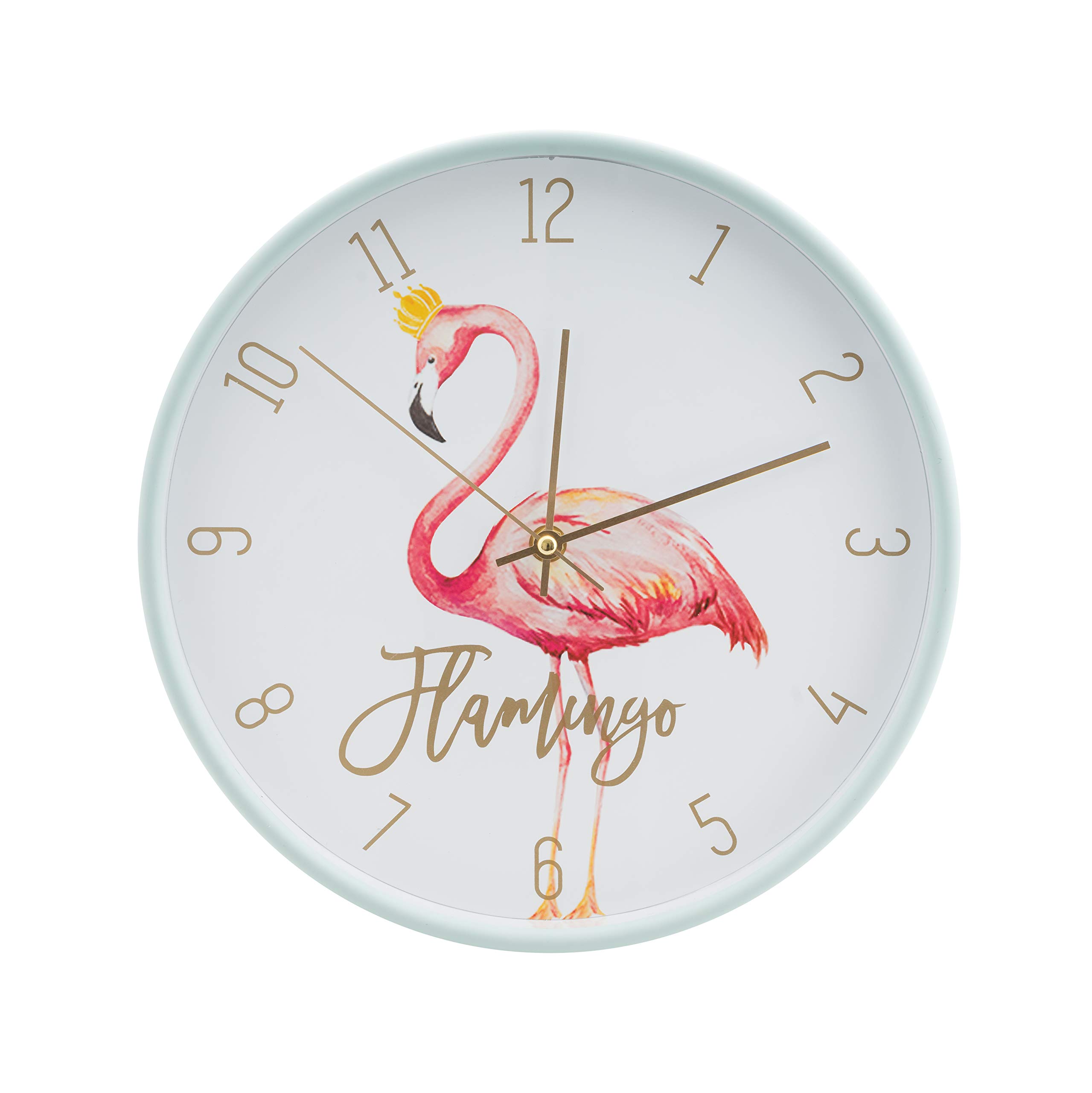 LUUK LIFESTYLE Original and minimalist quartz wall clock with pink flamingo and second hand, minimalist design, silent movement, kitchen clock, vintage living room clock, housewarming gift, green