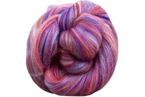 Revolution Fibers – Constellation Range Roving (8 Ounces) | Multicolored Tonal Blend of 70% Dyed Merino and 30% Tussah Silk Combed Top | Soft Fiber for Felting, Spinning, Knitting (Hydra Pink)