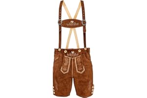 STEIGENHÖFER MANUFAKTUR STEIGENHÖFER Short Bavarian Lederhosen for Men - Designed in Germany - Genuine Premium Suede in 4 Colors, Sizes 28-44
