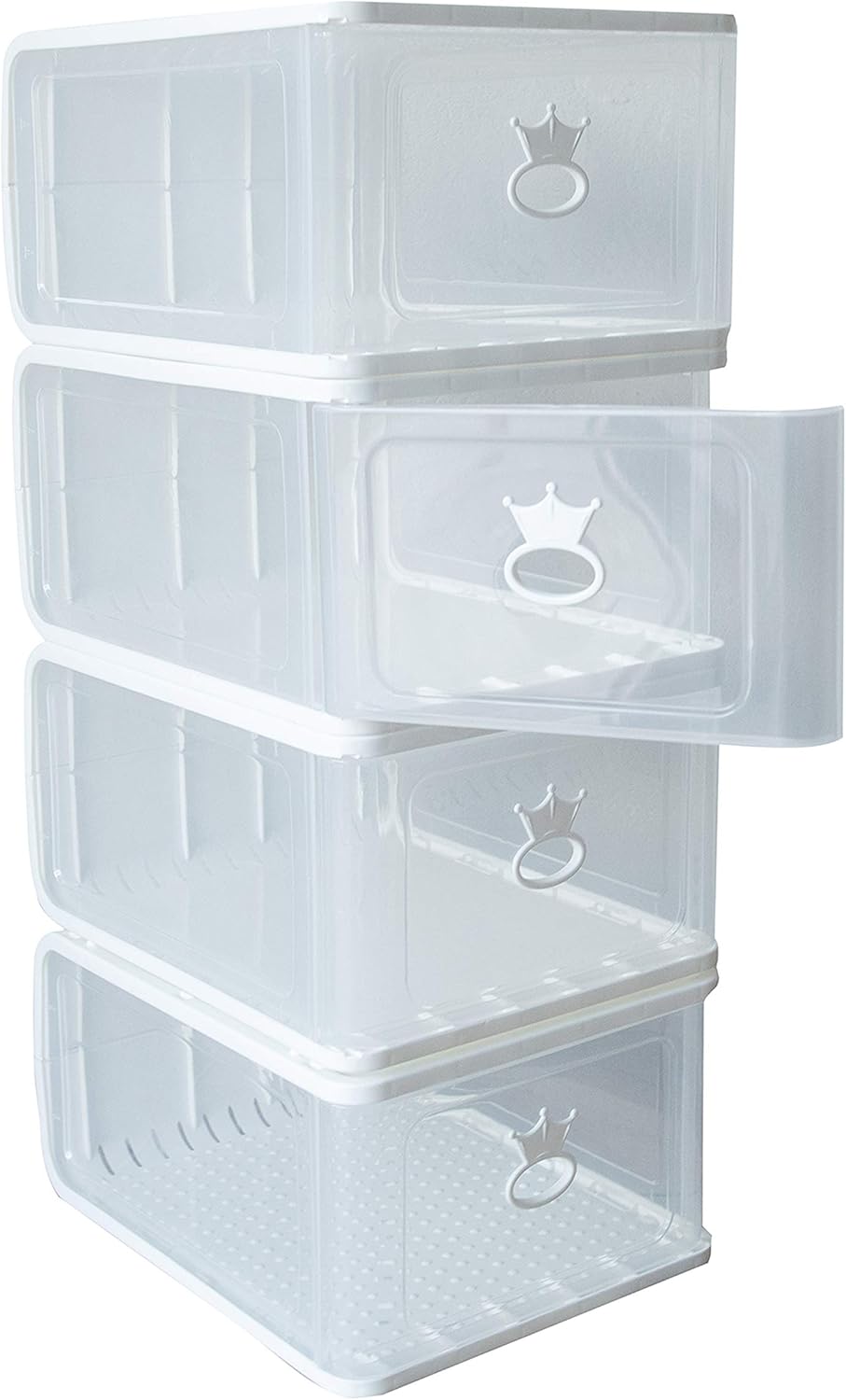 stackable clear shoe drawers on Amazon Com Tbrand Shoe Organizer Stackable Shoe Storage Shoe Rack Clear Plastic Shoe Boxes Sneaker Shoe Container Clear Storage Bins Plastic Drawers 4 Pack Home Kitchen