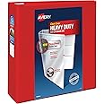Avery Heavy-Duty View 3 Ring Binder, 4" One Touch EZD Rings, 4.5" Spine, 1 Red Binder (79326)