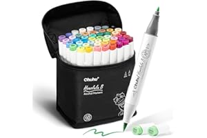 Ohuhu Honolulu B Lot de marqueurs à alcool à pointe pinceau et fine à double pointe pour artistes, coloriage, croquis, illust