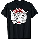 Scottish Highland Cow Cattle Hairy Cow Flowers Woman T-Shirt Small