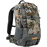 SPIKA Hunting Backpacks for Men, 25L Camo Hunting Day Pack with Water Bladder, Removable Waist Belt, Rifle Holder, Internal Ammo Storage and Rain Cover
