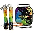 Mogold Weighted Jump Rope for Men Women -Interchangeable 1/5lb 1/4lb 1/2lb Heavy jump ropes - 360 Degree Spin - Length Adjustable,Ergonomics Leather Grip Skipping Rope for Fitness Weight Loss & More