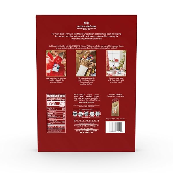 LINDT TEDDY & FRIENDS HOLIDAY MILK CHOCOLATE CANDY, 7.1 OZ.