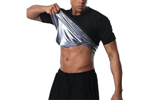 Sauna Shirt for Men Weight Loss Compression Sweat Suit T-shirt Heat Tshirt Heat Trapping Workout Body Shaper Mens Shapewear
