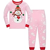 Akyzic Kids Christmas Pajamas 100% Cotton Long Sleeve Matching Holiday Pjs Set Toddler Boys Girls Xmas Jammies 3t -10t