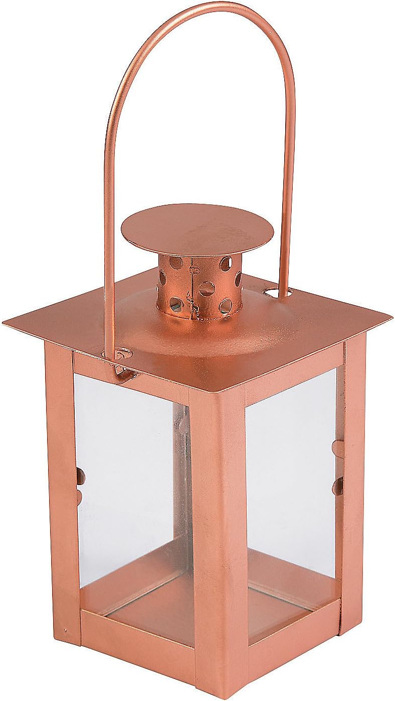 Amazon Com Fun Express Copper Mini Lantern For Wedding Home Decor Decorative Accessories Home Accents Wedding 1 Piece Toys Games