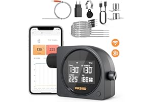 5G Wi-Fi & Bluetooth BBQ Temperature Controller, INKBIRD Automatic Smoker Fan with LCD Screen for Ceramic Grill | Mobile Notification Timer Alarm Calibration for BGE, Kamado, Akorn, Weber, 5 Probes