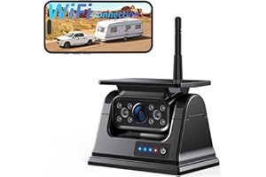 WiFi Magnetic Solar Wireless Backup Camera, 10500mAh Rechargeable 1080P Rear View Camera for Truck RV Trailer Car, DVR Recording Night Vision IP69 Waterproof, App for Phone iOS Android AP1 DVKNM