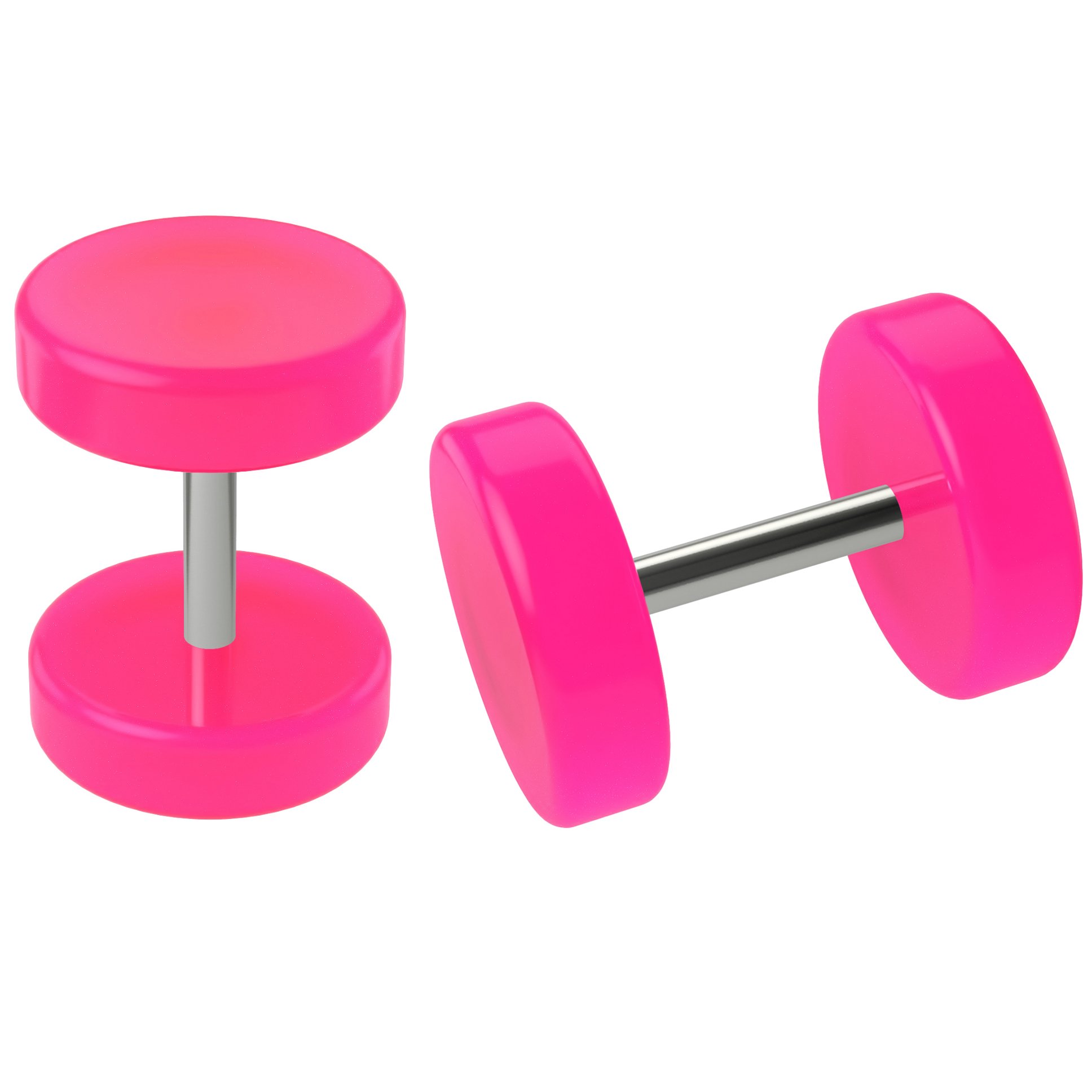 2pc 0g Pink Cheater Plugs Gauges Illusion Earrings 16g 1.2mm Fake Ear Stretched Piercing Jewellery