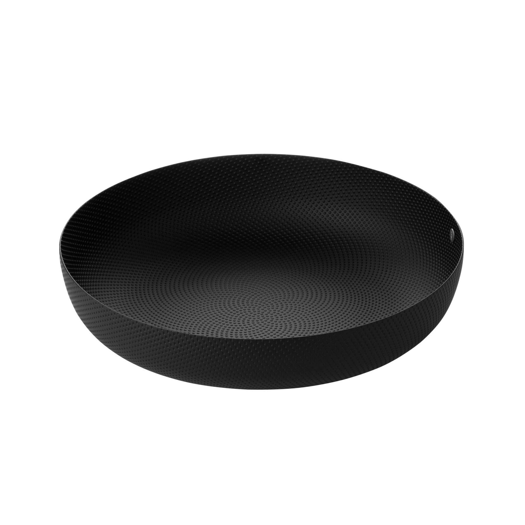 Alessi Jm17/21 BT - Design Round Basket, Coloured Steel with Epoxy Resinand Embossed Decoration, Black, 21 cm