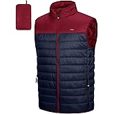 33,000ft Men's Lightweight Packable Insulated Puffer Vest Outerwear, Warm Winter Sleeveless Jacket for Golf Running