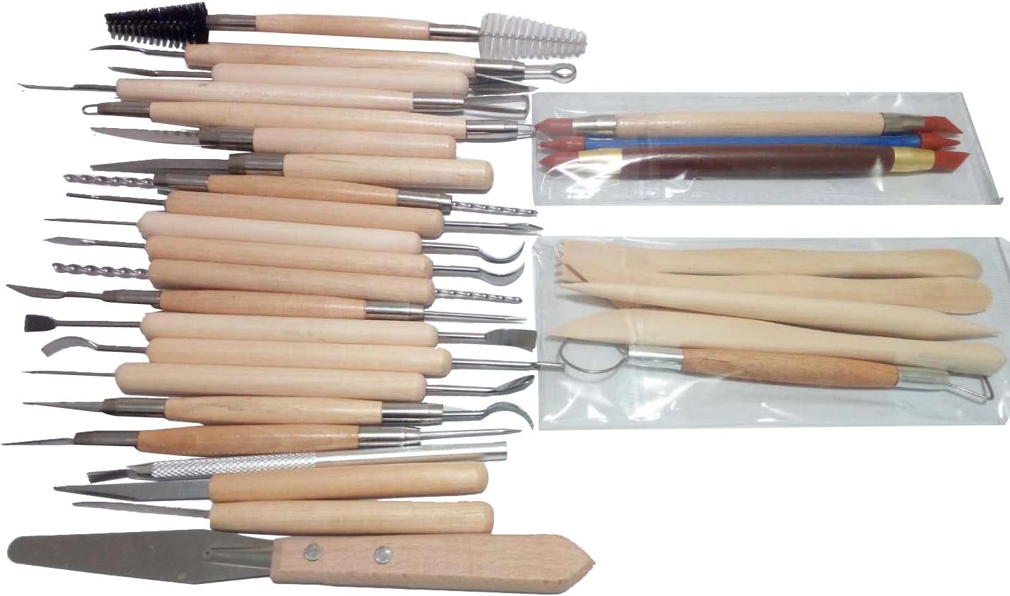 MARIR Sculpting Tool Clay Wooden Handle Pottery Carving Tool Set of 30 (30)