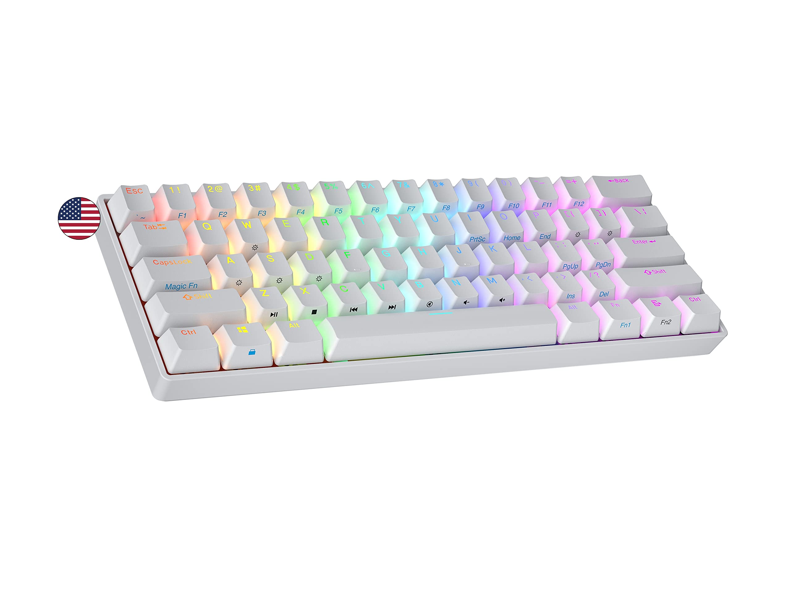 Ranked S60 Supernova 60% Form Factor | Hot Swappable Mechanical Gaming Keyboard | 61 Keys Multi Color RGB LED Backlit for PC/Mac Gamer (White, Gateron Optical Black)