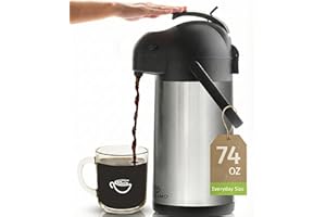 Thermal Coffee Carafe 74Oz, Keeps Coffee Hot for 12Hrs & Cold for 24Hrs, Stainless Steel Coffee Airpot for Hot Drinks, Easy O