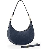 Italian Genuine Suede Shoulder Bag for Women, Crescent Saddle Style with Short & Long Straps | Mixed Leather Purse