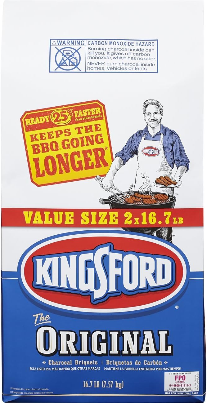 Kingsford Original Charcoal Briquettes, Two 16.7 lb Bags : Garden & Outdoor