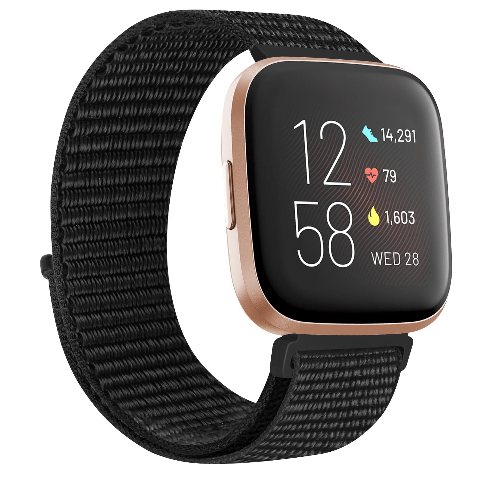 KIBDSNG Nylon Strap Compatible with Fitbit Versa 2 Strap/Versa Lite/SE/Versa Strap, Soft Adjustable Woven Sport Wristbands Replacement Band for Men Women