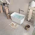 AiStarlink 49" Acrylic Freestanding Bathtub, Square Japanese Soaking Tub with Sit-In Design, Chrome Drain and Minimalist Design Overflow, cUPC Certified (White)