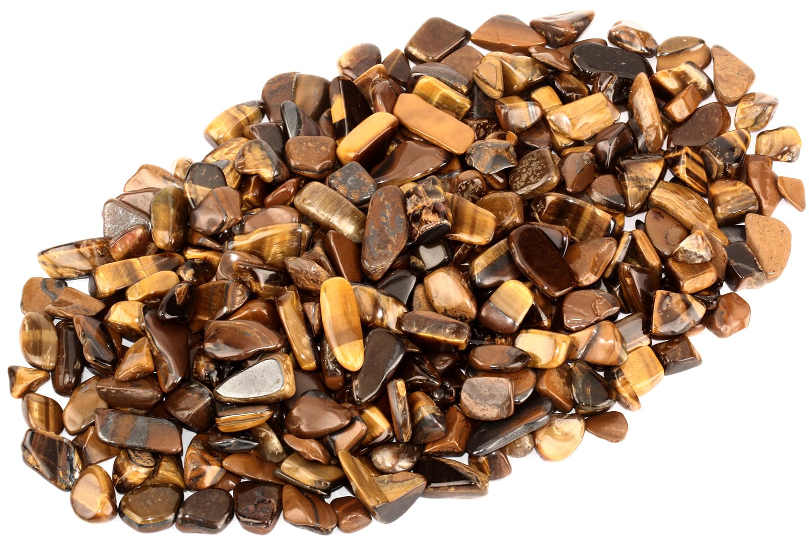 ZenQ 1 lb Tigers Eye Tumbled Stone Chips Crushed Natural Crystal Quartz Pieces