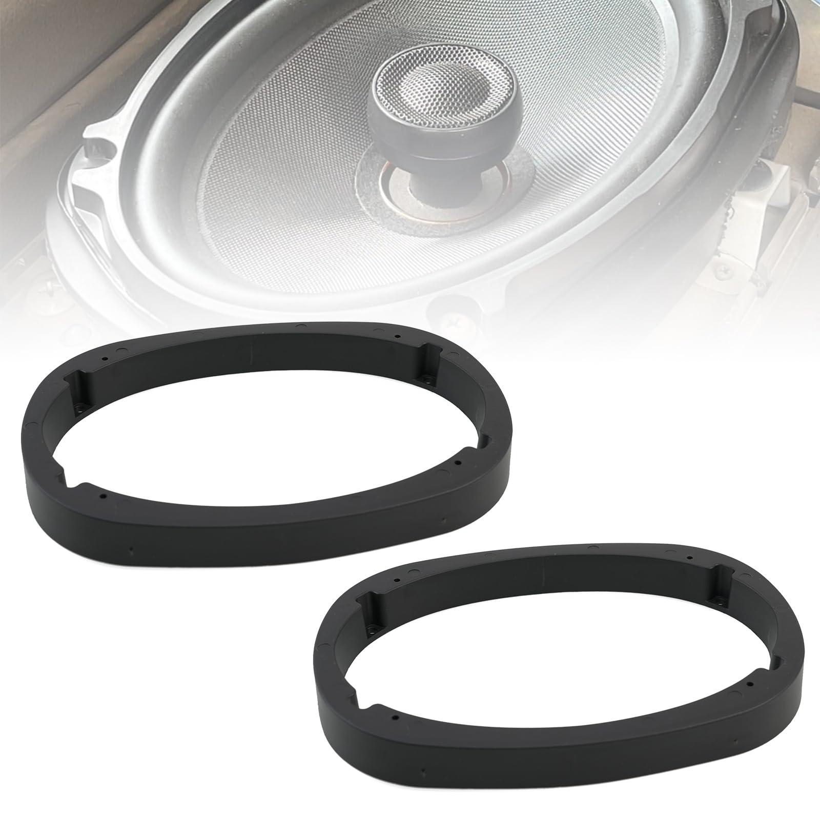 Photo 1 of Sporacingrts 6x9 Inch Universal Car Speaker Spacer Ring Adapter 1 Inch Thick Plastic Beveled Speaker Mounting Brackets for Vehicle Door Audio Upgrade Compatible with Most 6x9 Aftermarket Speakers