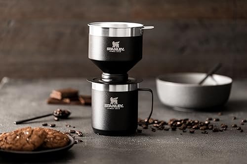 STANLEY Perfect Brew Pour Over Set | 12 oz Camp Mug with Lid Included |  Drip Coffee Maker with Reusable Filter | Insulated Stainless Steel |  BPA-Free | Matte Black in Kenya |