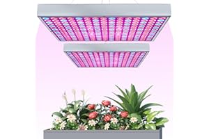 i-Venoya LED Grow Light for Indoor Plants Growing Lamp 225 LEDs UV IR Red Blue Full Spectrum 75W LED Plant Lights Bulb Panel for Hydroponics Greenhouse Seedling Veg and Flower (2 Pack)