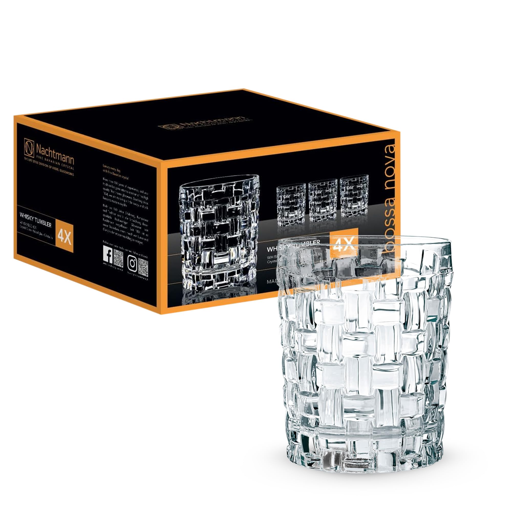 Nachtmann Whisky Glasses, Set of 4, Crystal, 330 ml, Bossa Nova, 92076