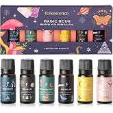 Folkulture Essential Oils Set for Diffuser, Set of 6, Meditation &amp; Wellness | Fragrance Oils for Relaxation, Orange &amp; More, Magic Hour, Aromatherapy Scents &ndash; White Sage, Green Tea, Cedarwood, Rose
