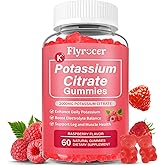 Potassium Citrate Gummies for Adults Men & Women, Potassium Supplement for Support Leg Cramps, Muscle Health & Electrolyte Balance, Vegan, Raspberry Flavor, 60 Count