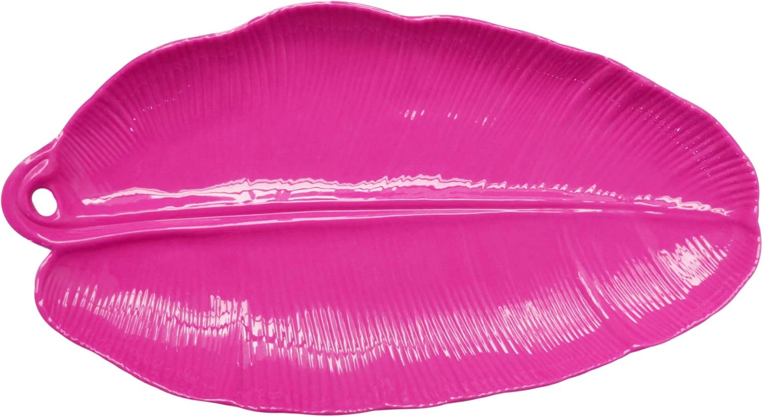 Trina Turk Melamine Serving Tray Stylish Indoor & Outdoor Platter for Home Entertaining, Cocktail Hour & Snacks- Decorative Display for Jewelry, Candles & Barware, Leaf, Pink