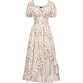 Scarlet Darkness Renaissance Dress Women Cottagecore Corset Dress Ruffle Maxi Dress with Pockets