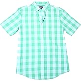 Club Room Mens Green Plaid Short Sleeve Classic Fit Button Down Casual Shirt S