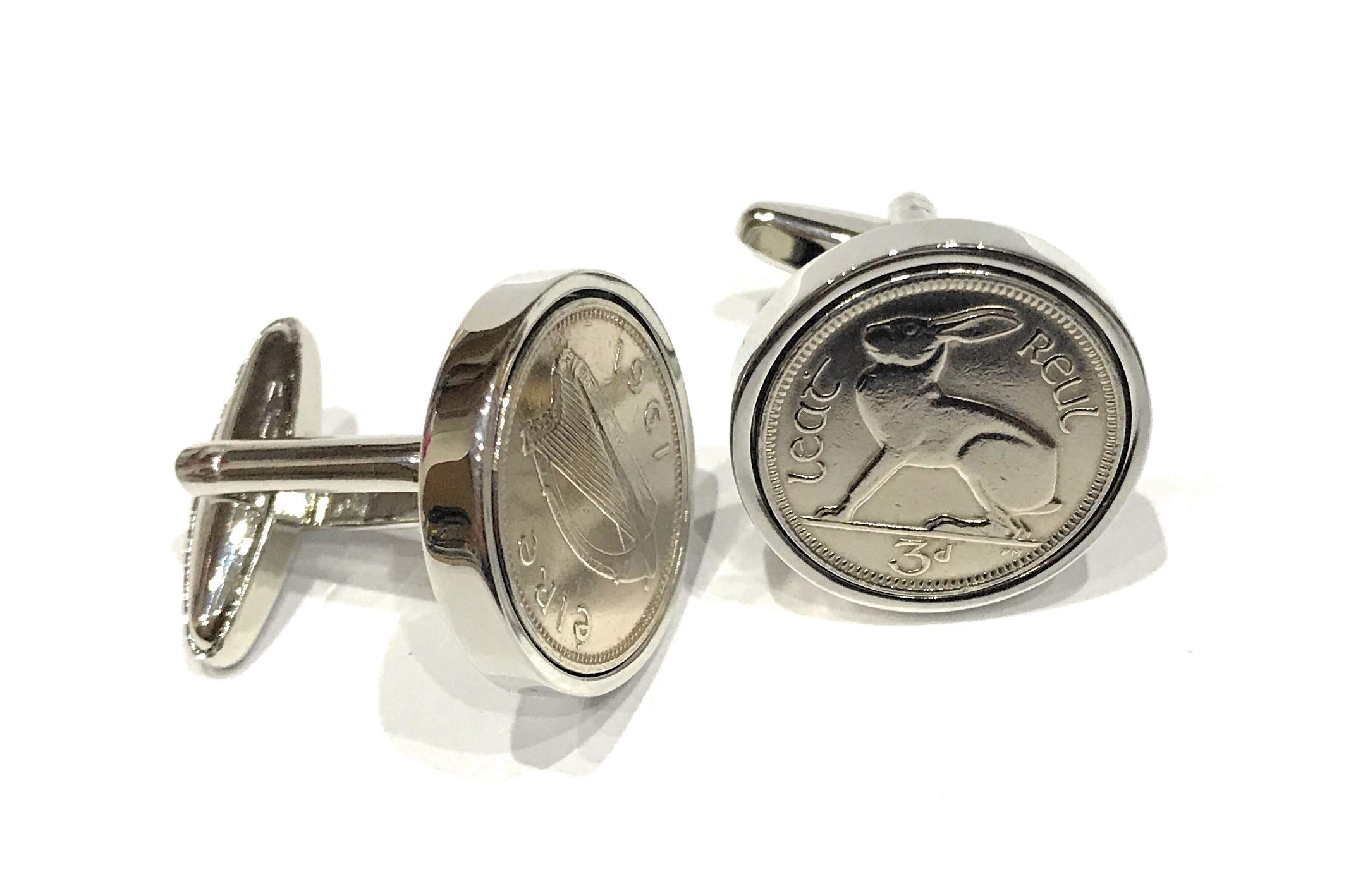Premium 1961 Lucky Irish Threepence 3d for a 65th Birthday or Anniversary cufflinks
