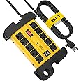 CRST Heavy Duty Power Strip with USB (3.1A),10-Outlet Metal Surge Protector Power Strip with 15FT Cord(2800J),15A Circuit Breaker, Wall Mount, ETL Listed