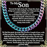 Someki To My Son Necklace Cuban Link Chain Necklace for Men Colorful Gold Hip Hop Stainless Steel Necklace Jewelry Inspirational Gifts for Son