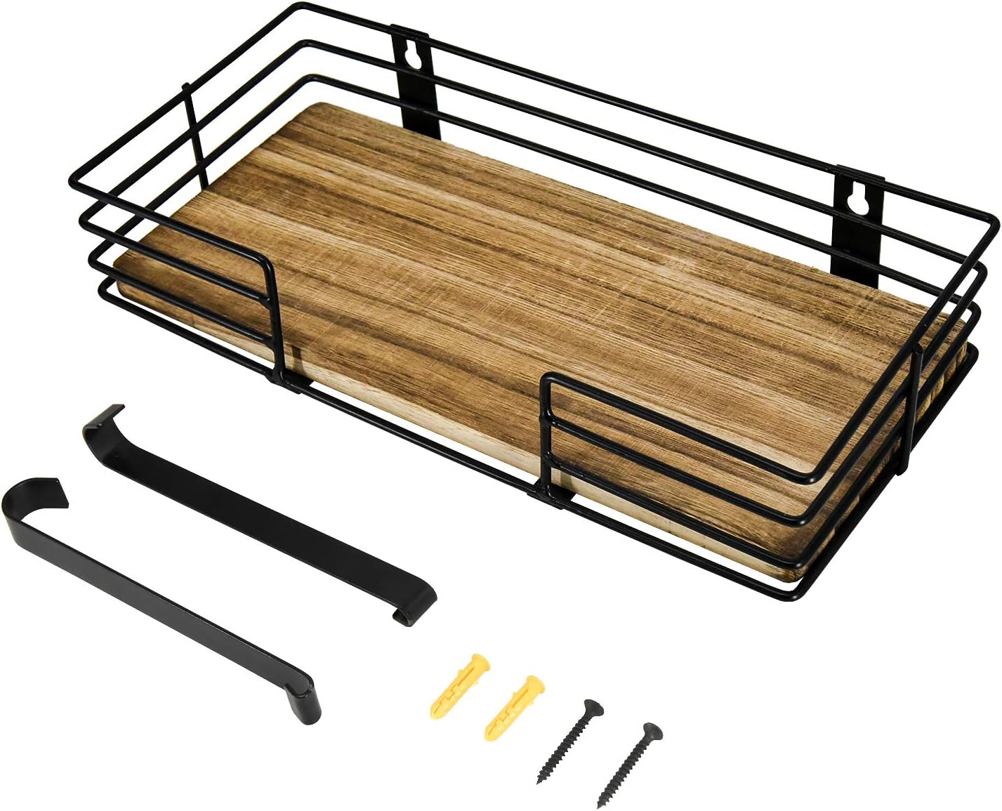 Ironing Board Hanger Wall Mounted, Iron and Ironing Board Holder with Large Storage, Metal Wall Mount with Wooden Base Storage Basket and Removable Hooks for Laundry Room: Home & Kitchen