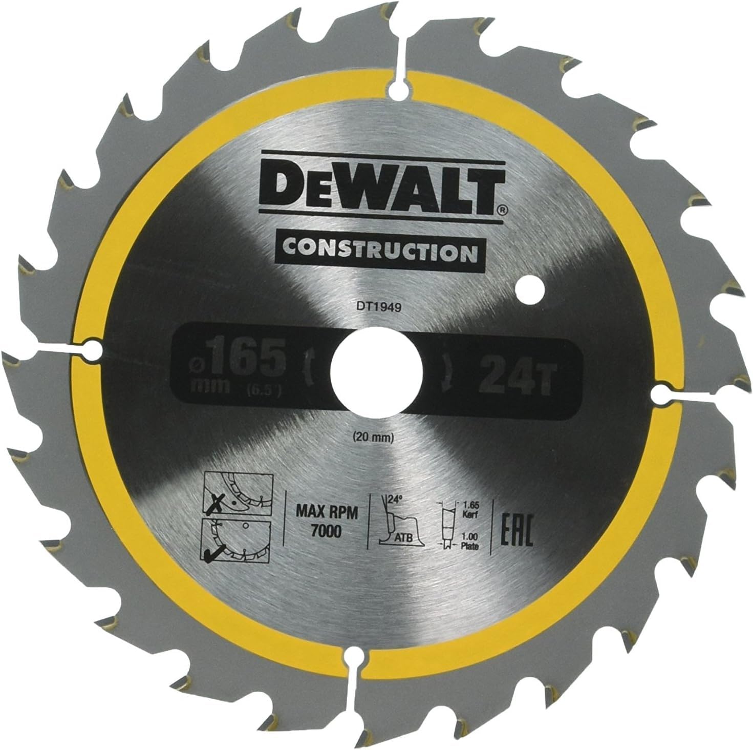 Dewalt Circular Saw Blade – Pack of 1, Silver, Yellow, Black, DT1949 QZ