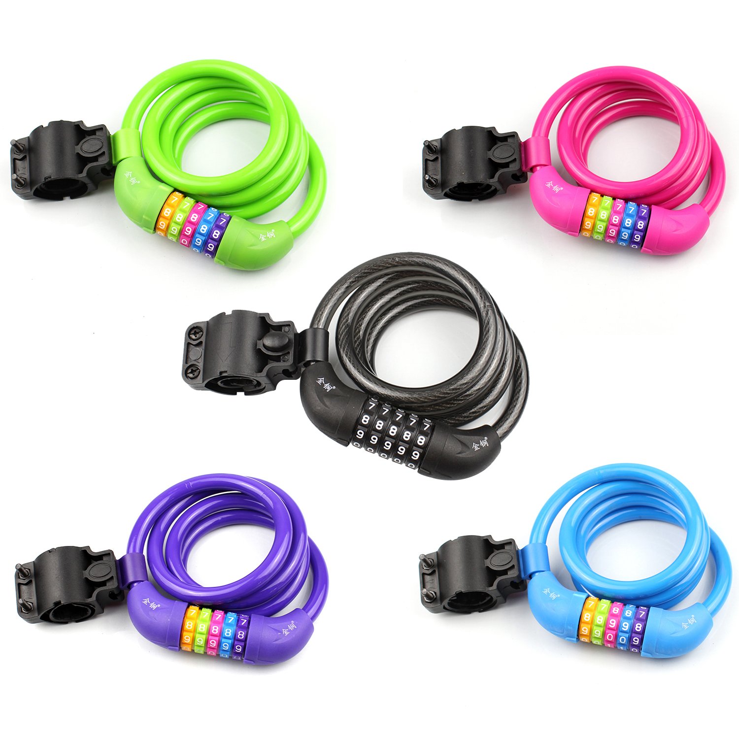 Jinjian Bike Lock with 5-Digit Resettable Number, 120cm/12mm Heavy Duty Chain Lock, Combination Cable Lock For Bicycle, Scooter, Grills & Other Items That Need To Be Secured …